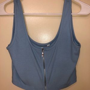 baby blue crop tank top